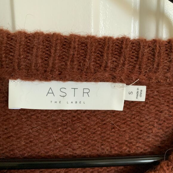 ASTR Women Puff Sleeve Appliqué Floral Sweater, Brown, Size S - Picture 3 of 6